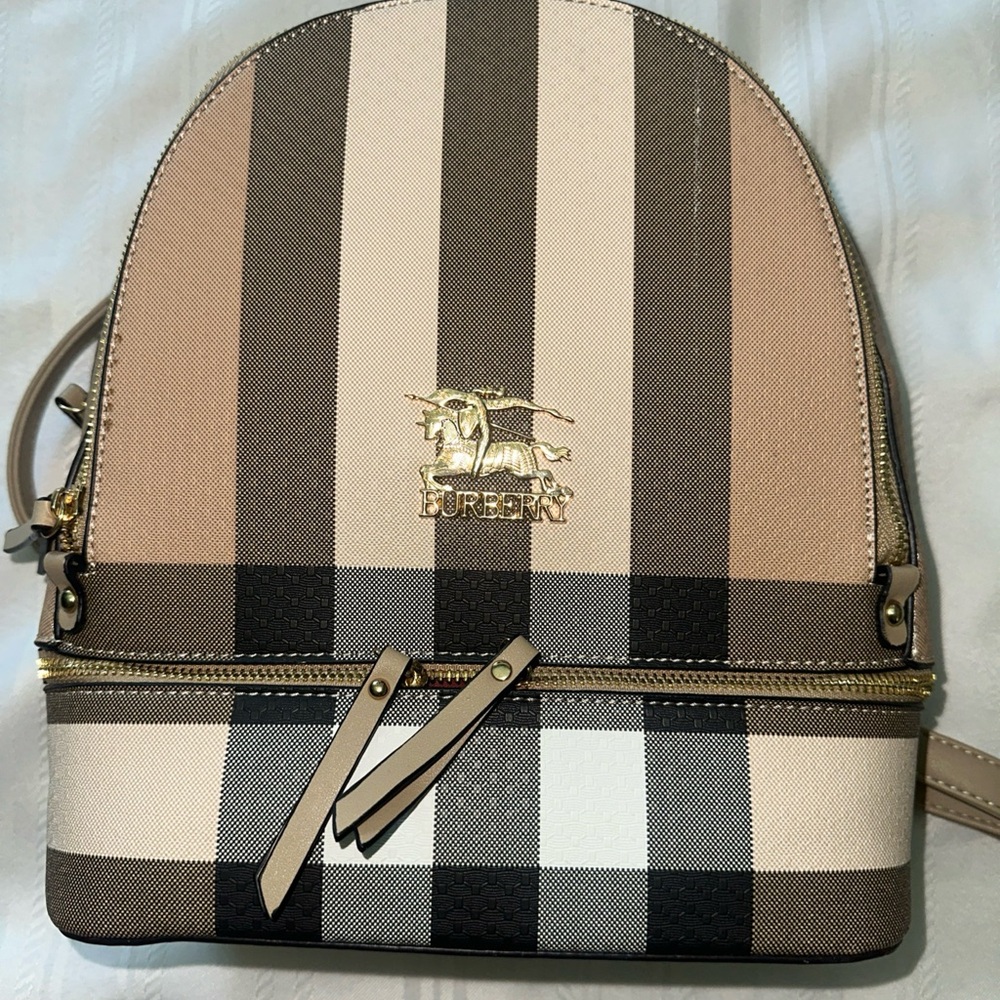 Cream and Black Backpack with Classic Design